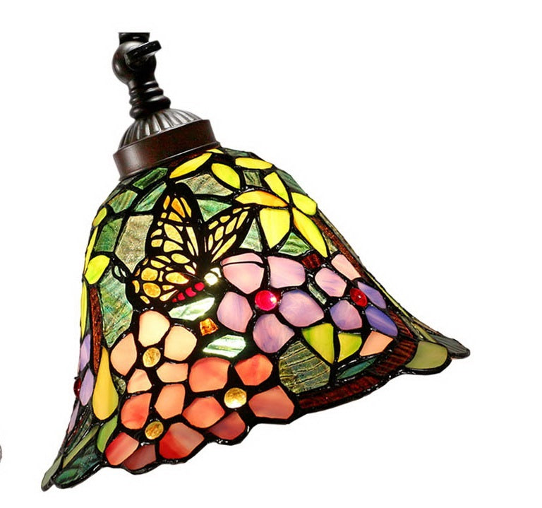 Vivid Buterfly Leadlight Stained Glass Bridge Arm Tiffany  Floor Lamp Vivid Buterfly Leadlight Stained Glass Bridge Arm Tiffany  Floor Lamp