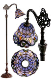 Blue Victorian Leadlight Stained Glass Bridge Arm Tiffany  Floor Lamp Blue Victorian Leadlight Stained Glass Bridge Arm Tiffany  Floor Lamp