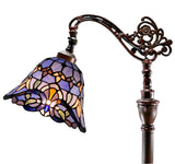 Blue Victorian Leadlight Stained Glass Bridge Arm Tiffany  Floor Lamp Blue Victorian Leadlight Stained Glass Bridge Arm Tiffany  Floor Lamp