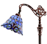 Blue Victorian Leadlight Stained Glass Bridge Arm Tiffany  Floor Lamp