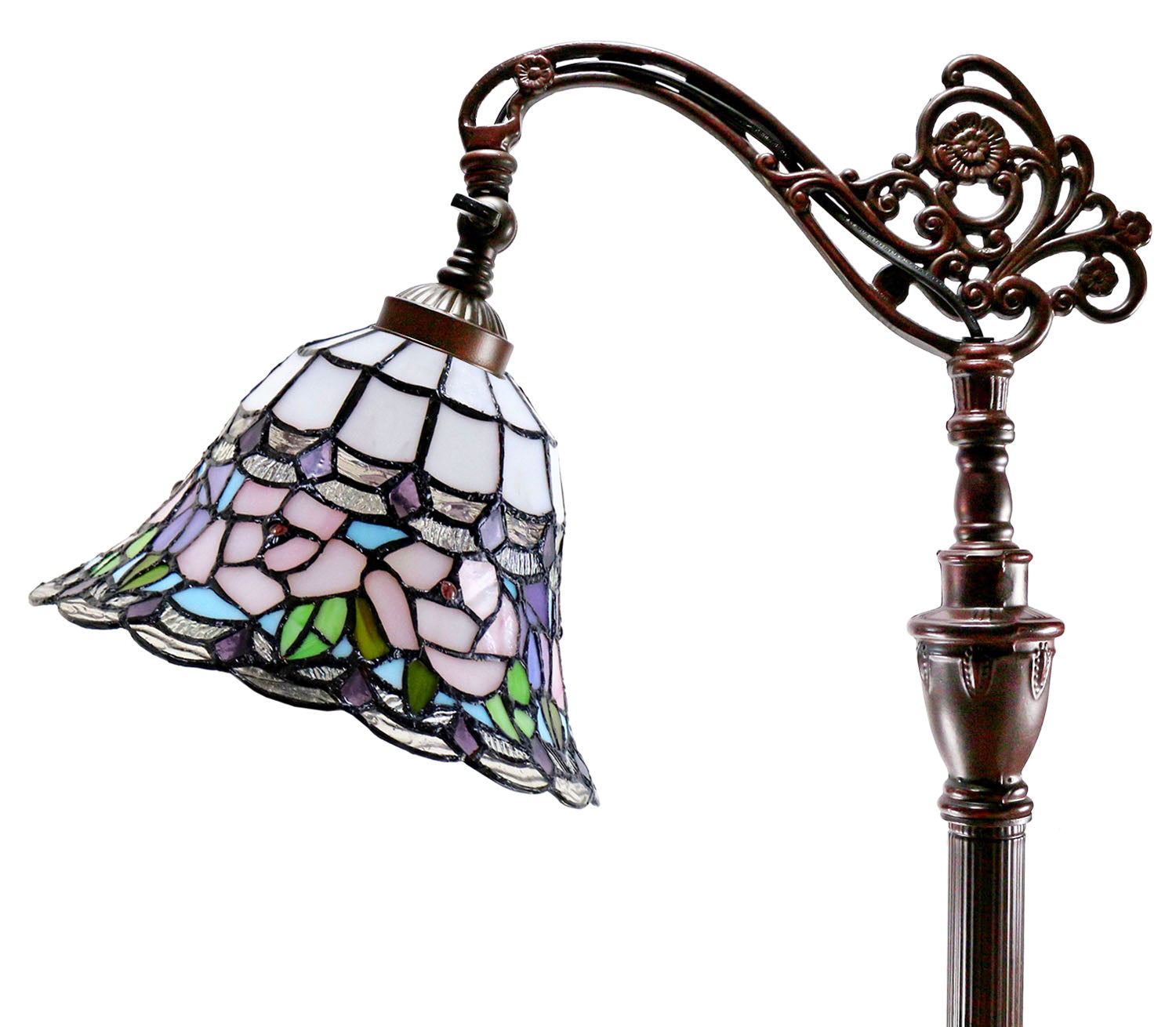 Pink Rose Leadlight Stained Glass Bridge Arm Tiffany  Floor Lamp Pink Rose Leadlight Stained Glass Bridge Arm Tiffany  Floor Lamp
