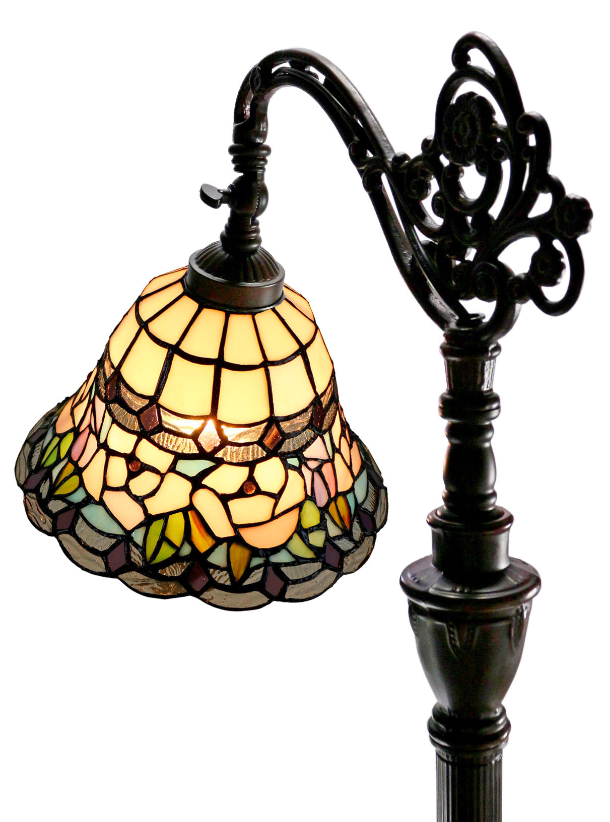 Pink Rose Leadlight Stained Glass Bridge Arm Tiffany  Floor Lamp Pink Rose Leadlight Stained Glass Bridge Arm Tiffany  Floor Lamp