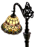 Pink Rose Leadlight Stained Glass Bridge Arm Tiffany  Floor Lamp Pink Rose Leadlight Stained Glass Bridge Arm Tiffany  Floor Lamp