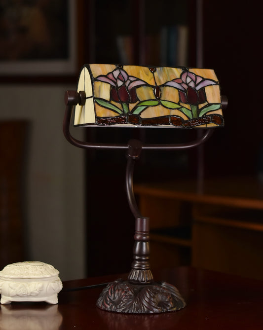 Colonial Tulip Style Tiffany Banker Lamp