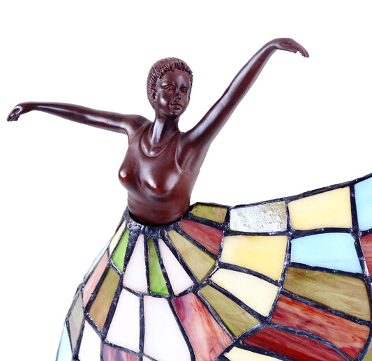 Art Deco Dancer Figurines Tiffany Stained Glass Accent Lamp