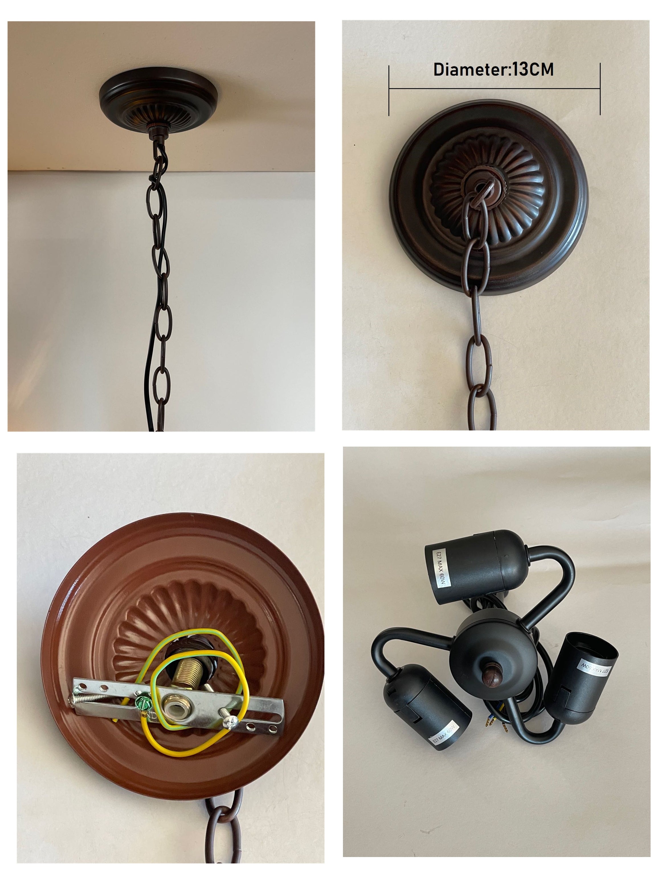 3-Bulb Light Fitting  for 20" -24" Wide Tiffany Pendant lamp shade 3-Bulb Light Fitting  for 20" -24" Wide Tiffany Pendant lamp shade