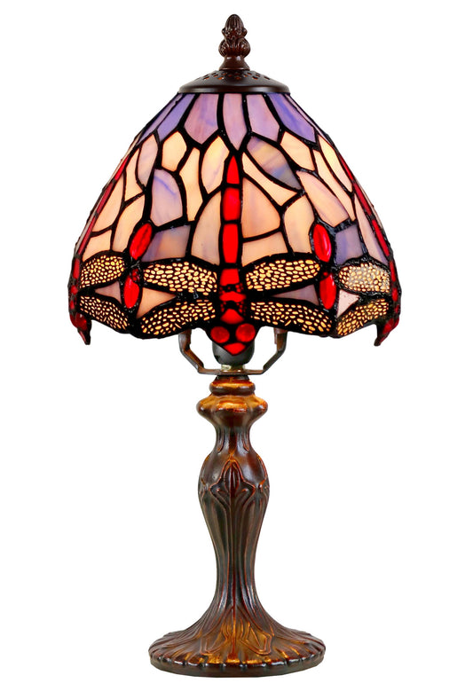 Classical 8" Blue Purple Dragonfly Style Tiffany Mini Table Lamp