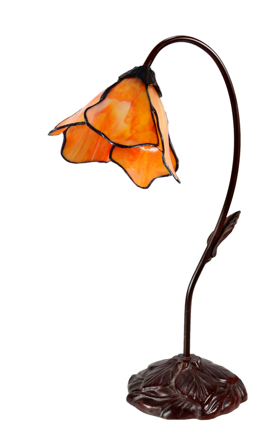 Amazing Flower  Water Lily Style Tiffany Table Lamp* Gold Orange