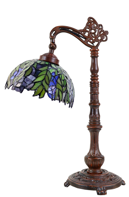 Honey Locust Style Leadlight Stained Glass Bridge Arm Tiffany  Table Lamp