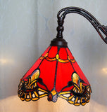 Red Jewel Carousel Style Leadlight Stained Glass Bridge Arm Tiffany  Floor Lamp Red Jewel Carousel Style Leadlight Stained Glass Bridge Arm Tiffany  Floor Lamp