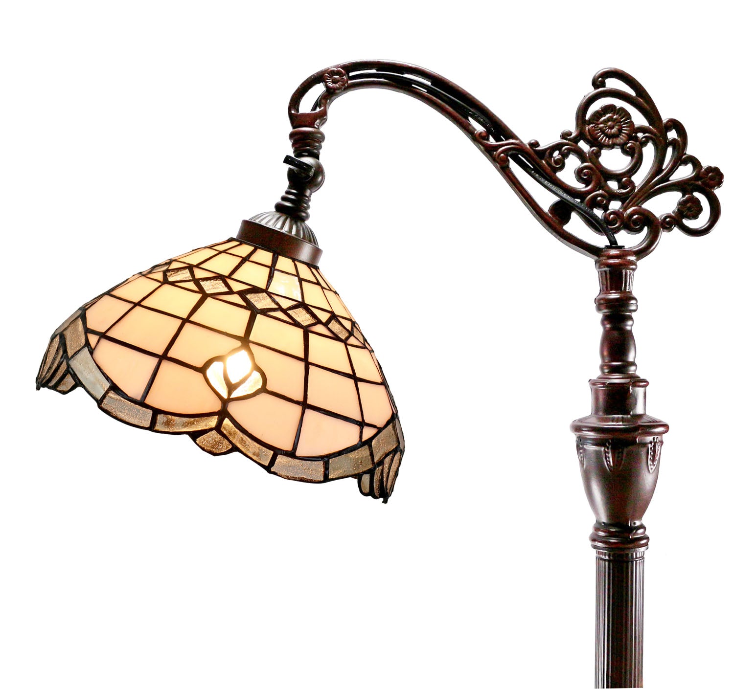 Baroque Style Vienna Leadlight Stained Glass Bridge Arm Tiffany Floor Lamp Baroque Style Vienna Leadlight Stained Glass Bridge Arm Tiffany Floor Lamp
