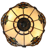 14" Beige Jewel Carousel Tiffany Bedside Lamp