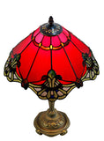 14" Red Jewel Carousel Tiffany Table Bedside Lamp