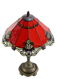 14" Red Jewel Carousel Tiffany Table Bedside Lamp