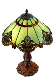 Large 16" Carousel Jadestone Accent Tiffany Lamp Table Lamps-Green Large 16" Carousel Jadestone Accent Tiffany Lamp Table Lamps-Green