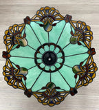 Large 16" Carousel Jadestone Accent Tiffany Lamp Table Lamps-Green Large 16" Carousel Jadestone Accent Tiffany Lamp Table Lamps-Green