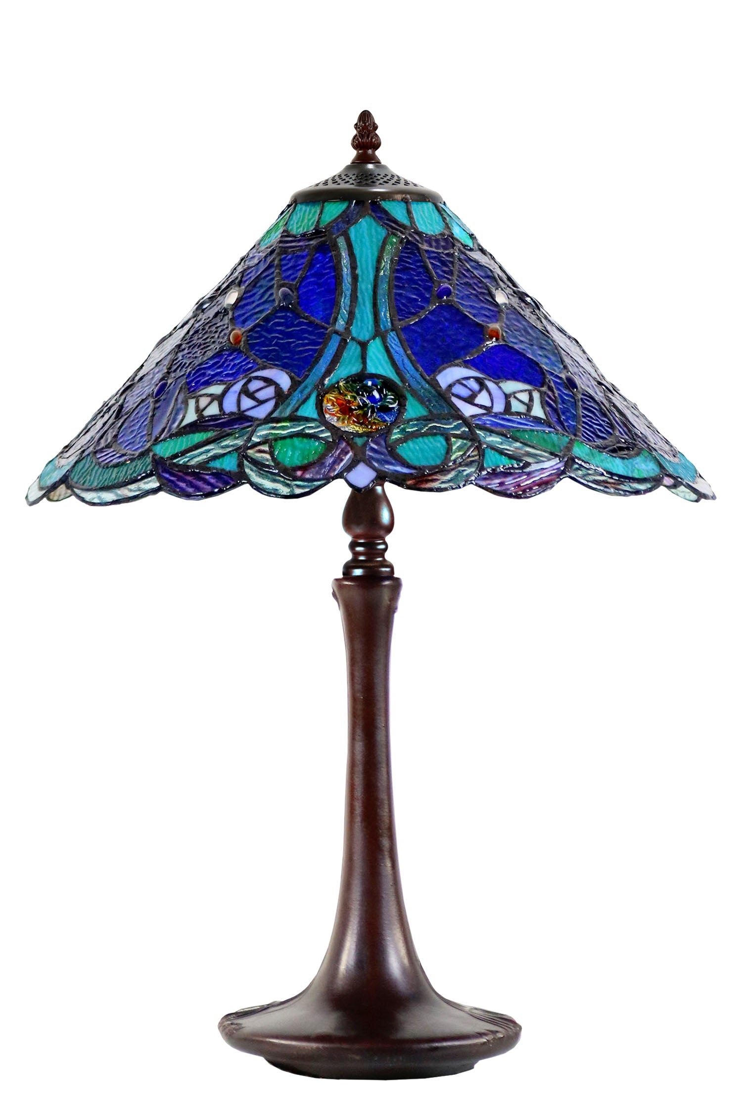 Large 16" Tiffany-style Desert Rose Stained Glass 23-inches High Table Lamp*blue Large 16" Tiffany-style Desert Rose Stained Glass 23-inches High Table Lamp*blue
