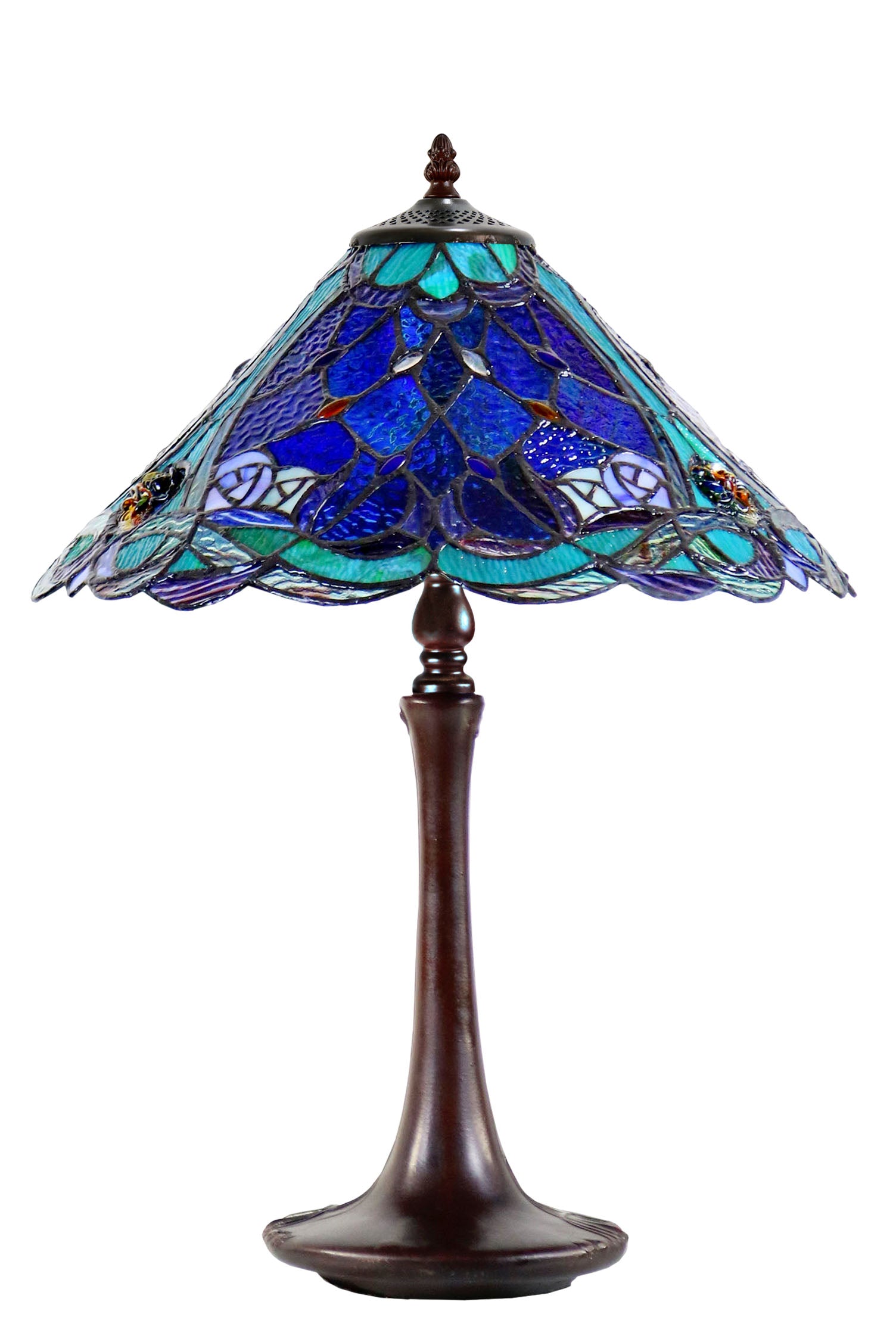 Large 16" Tiffany-style Desert Rose Stained Glass 23-inches High Table Lamp*blue Large 16" Tiffany-style Desert Rose Stained Glass 23-inches High Table Lamp*blue