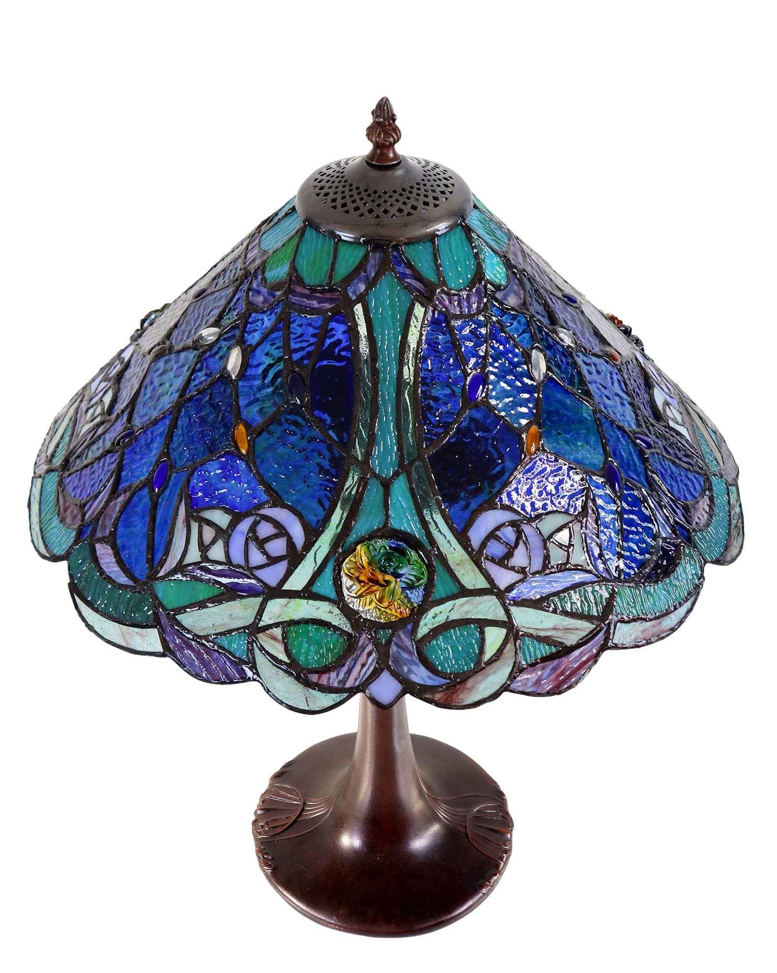 Large 16" Tiffany-style Desert Rose Stained Glass 23-inches High Table Lamp*blue Large 16" Tiffany-style Desert Rose Stained Glass 23-inches High Table Lamp*blue
