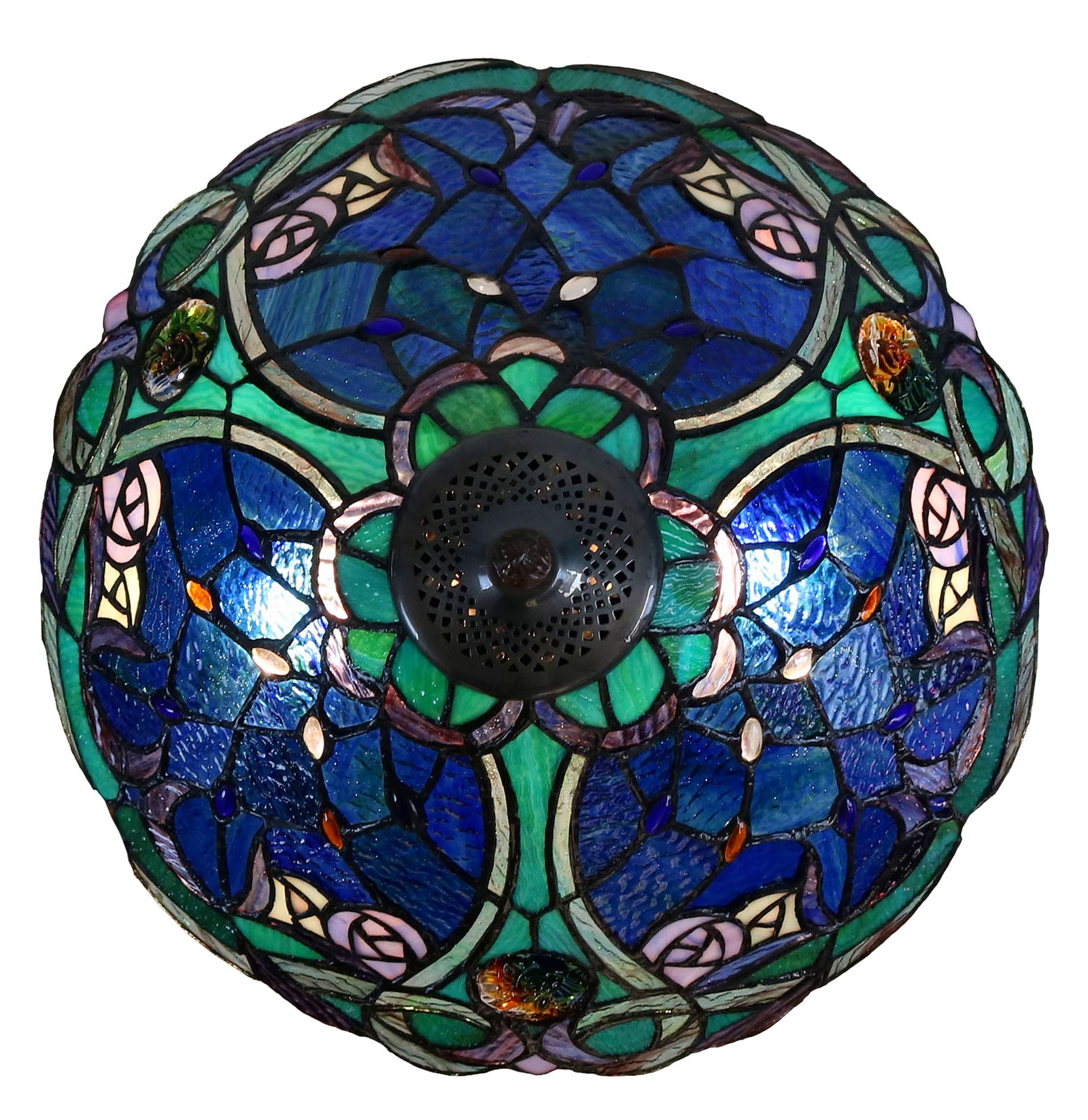 Large 16" Tiffany-style Desert Rose Stained Glass 23-inches High Table Lamp*blue Large 16" Tiffany-style Desert Rose Stained Glass 23-inches High Table Lamp*blue