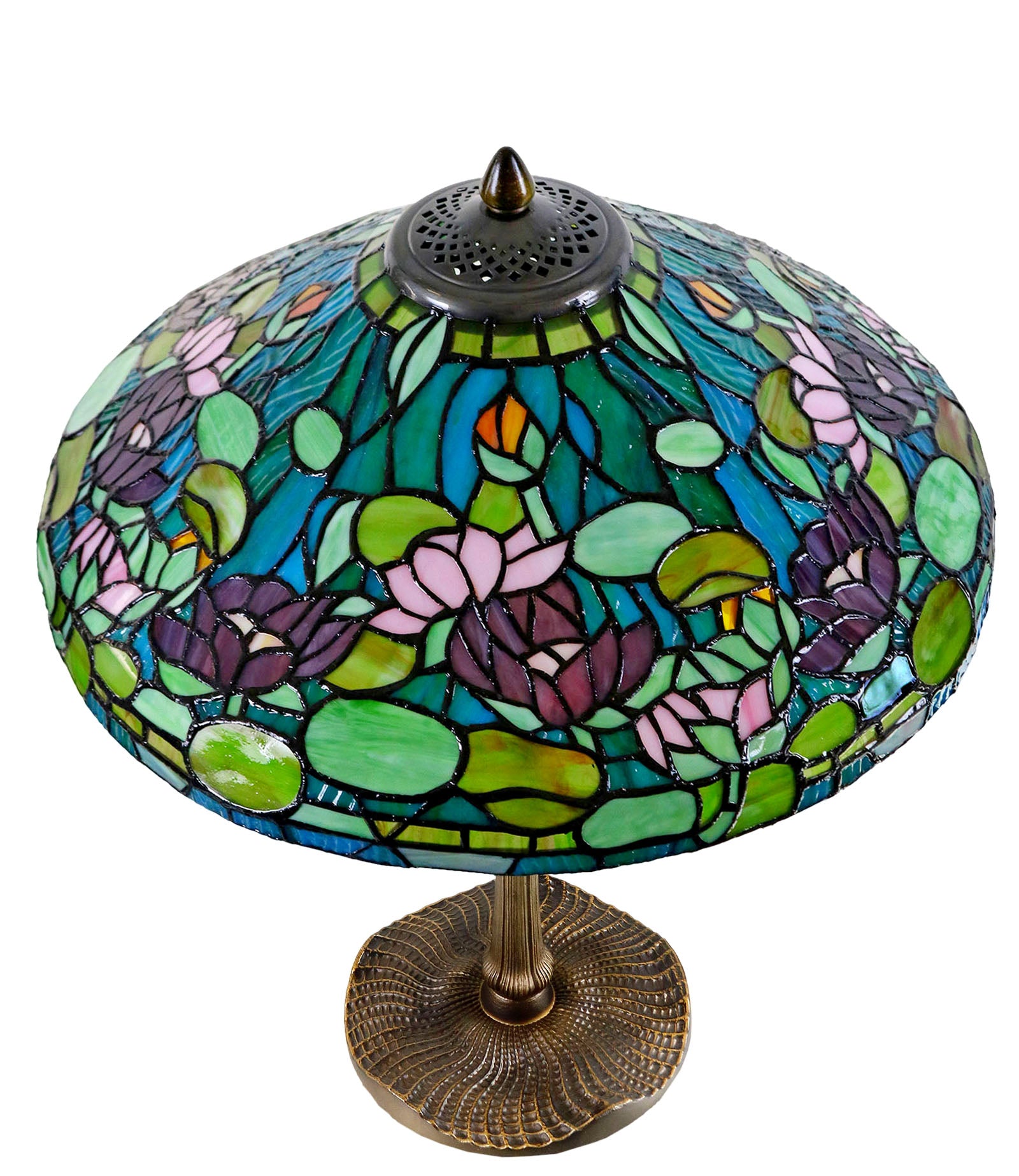 Legend Collection@ Large 16" Pond Lily Stained Glass Tiffany Table Lamp Legend Collection@ Large 16" Pond Lily Stained Glass Tiffany Table Lamp