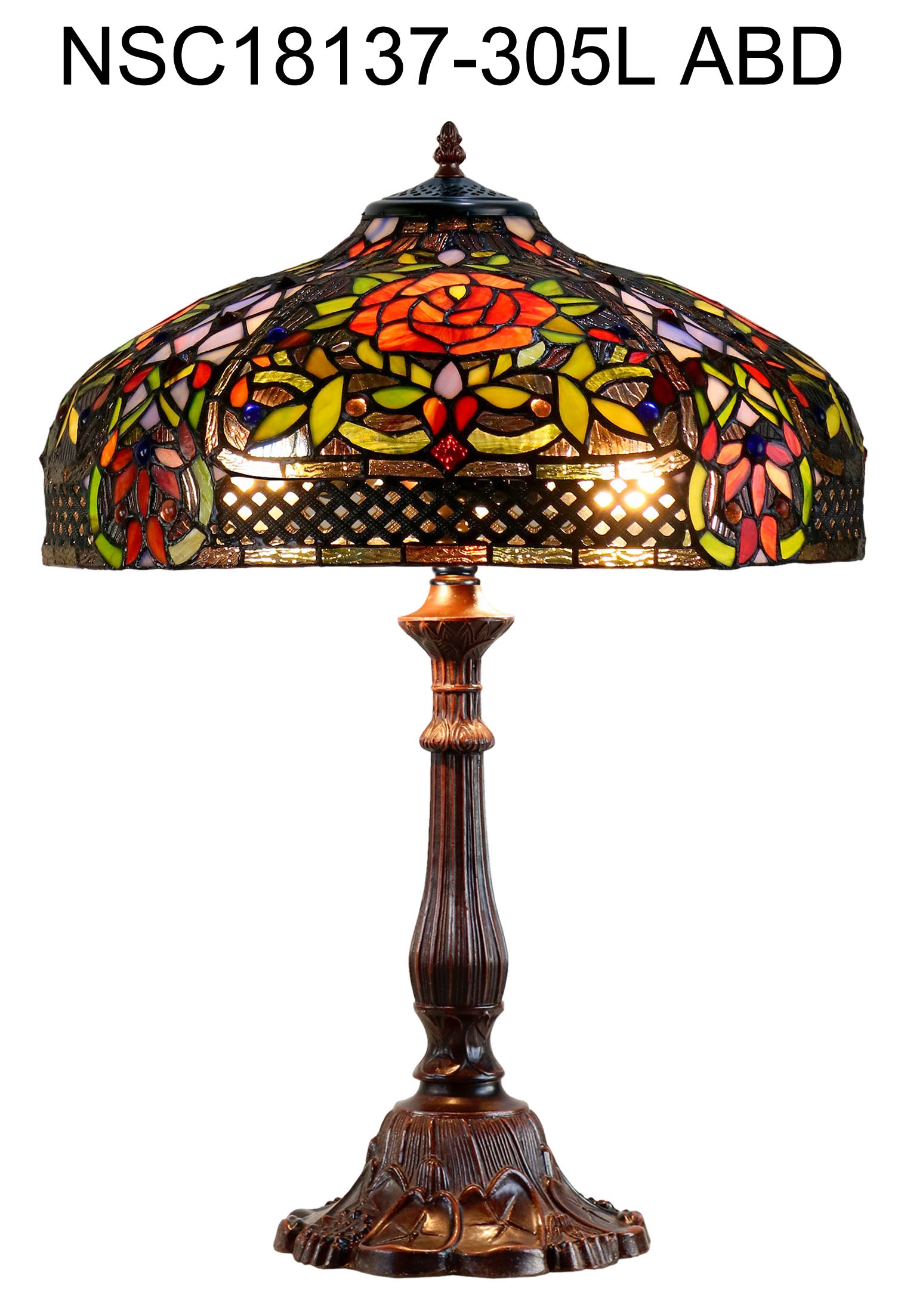 Timeless Collection@ Huge 18 inches Rose  Style Tiffany Table Lamp Timeless Collection@ Huge 18 inches Rose  Style Tiffany Table Lamp
