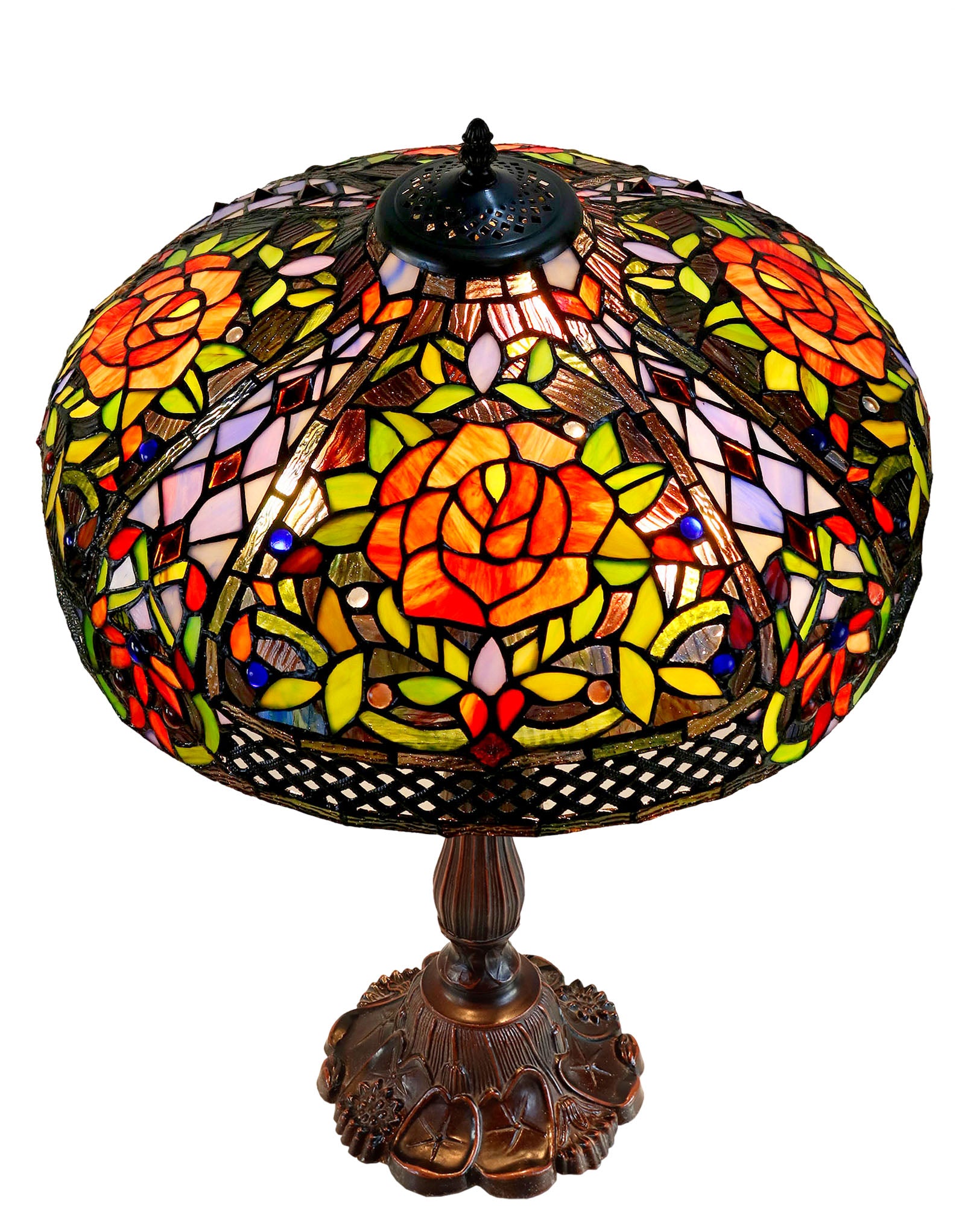 Timeless Collection@ Huge 18 inches Rose  Style Tiffany Table Lamp Timeless Collection@ Huge 18 inches Rose  Style Tiffany Table Lamp
