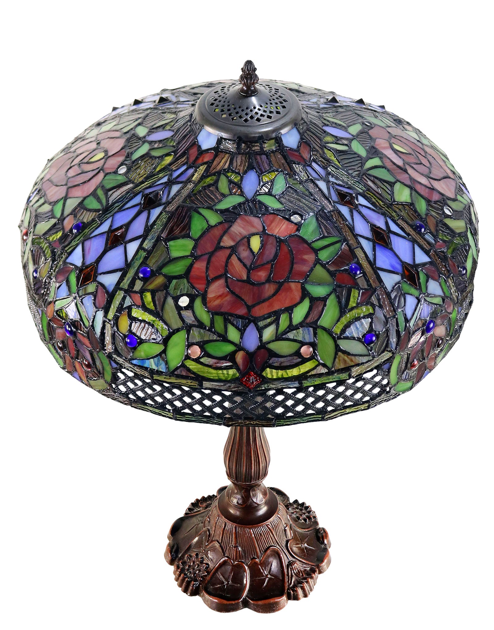 Timeless Collection@ Huge 18 inches Rose  Style Tiffany Table Lamp Timeless Collection@ Huge 18 inches Rose  Style Tiffany Table Lamp