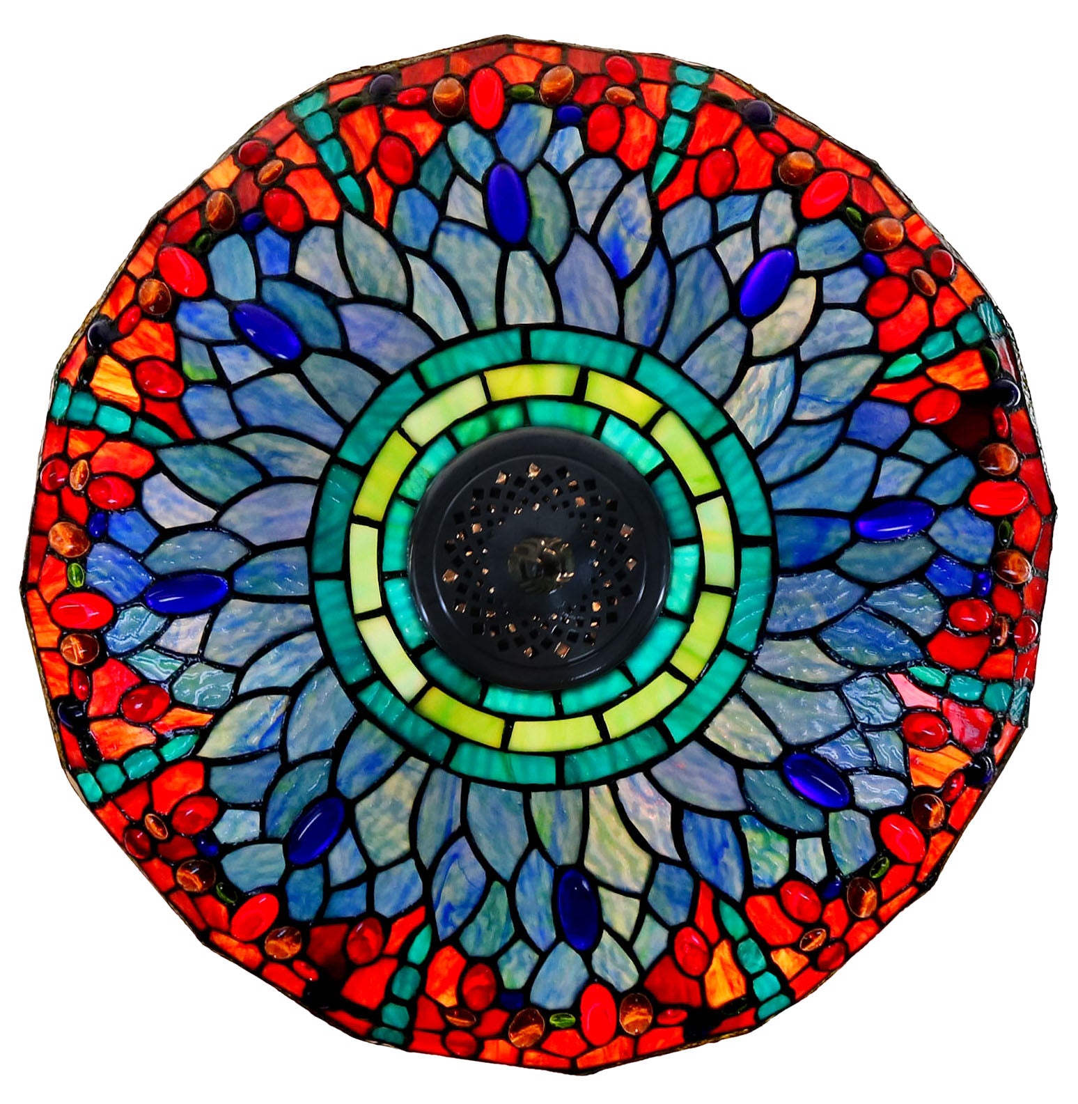 Huge 18" Red Blue Dragonfly Style Stained Glass Tiffany Hanging Light Huge 18" Red Blue Dragonfly Style Stained Glass Tiffany Hanging Light