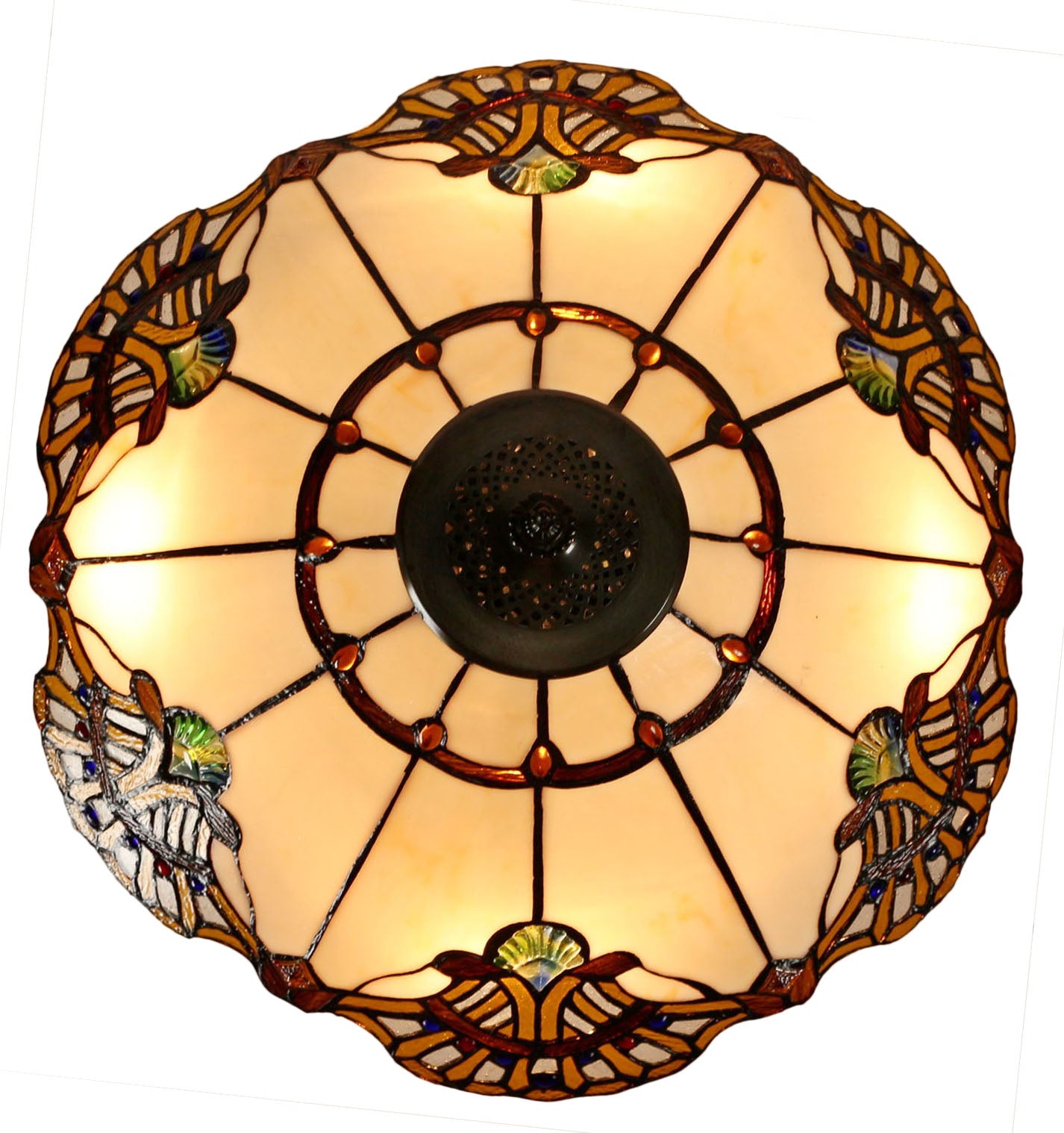 Large 20 " Beige Baroque Style Tiffany  Pendant Light Large 20 " Beige Baroque Style Tiffany  Pendant Light