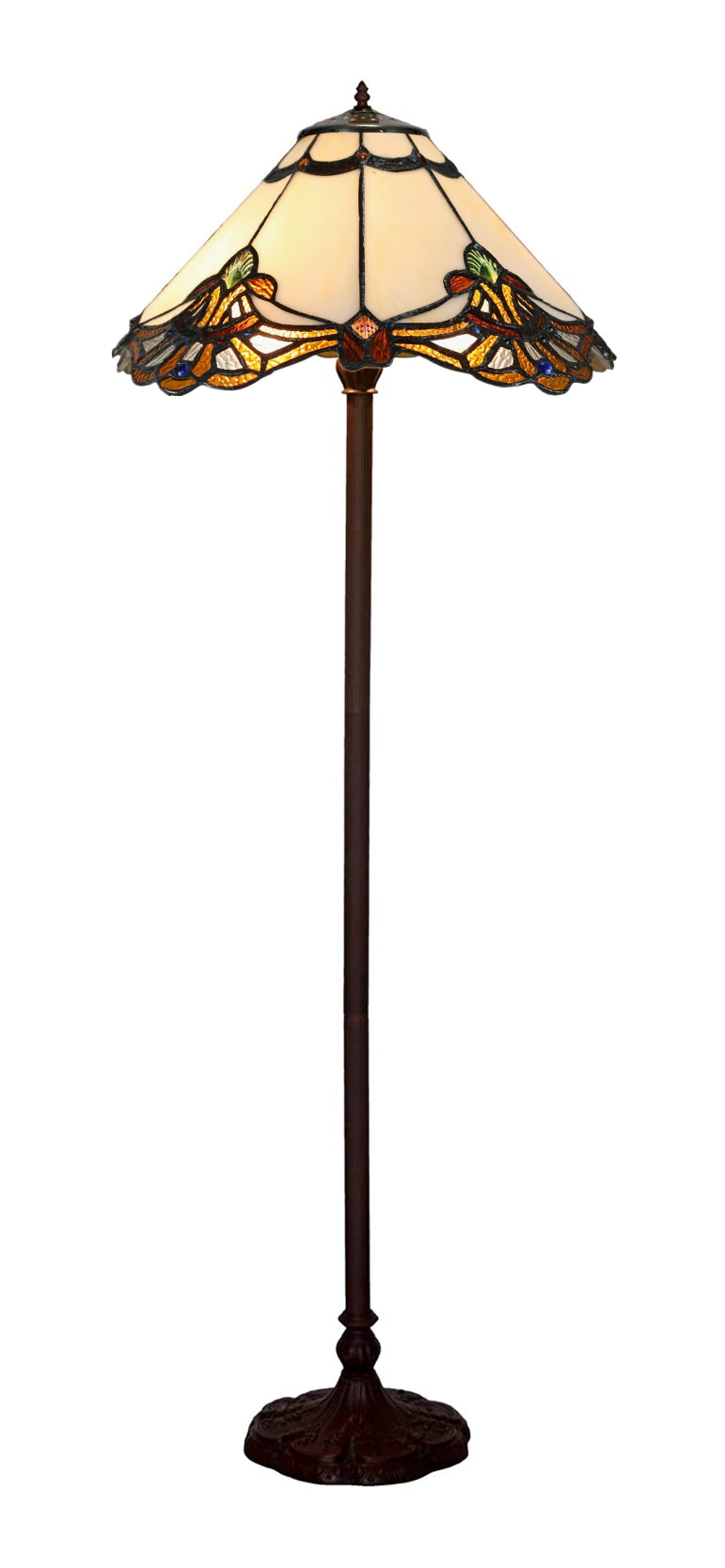 Hugh 20" Jewel Carousel Stained Glass Tiffany Floor Lamp Hugh 20" Jewel Carousel Stained Glass Tiffany Floor Lamp