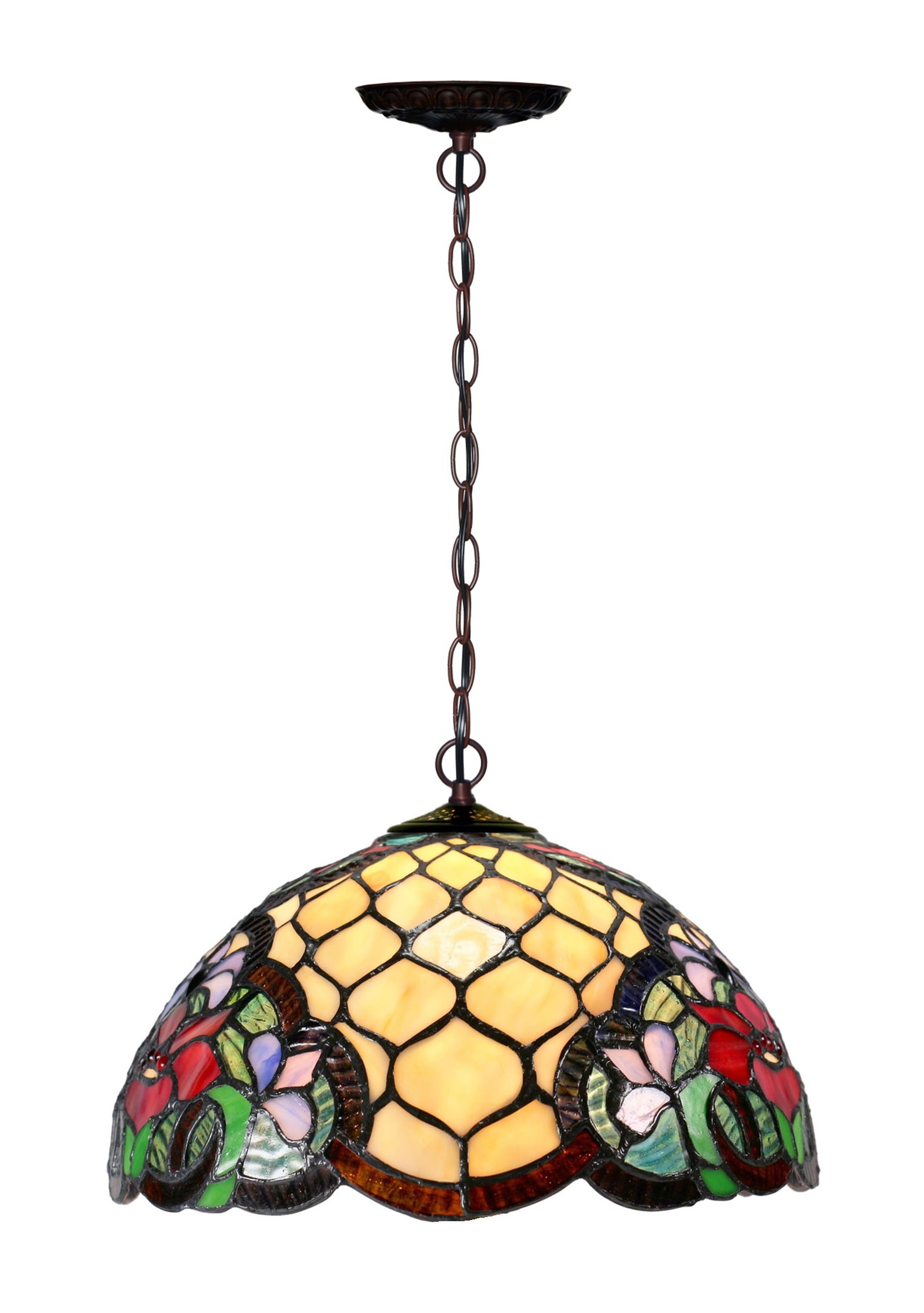 12" Poppy Flower Stained Glass Tiffany Pendant Light 12" Poppy Flower Stained Glass Tiffany Pendant Light