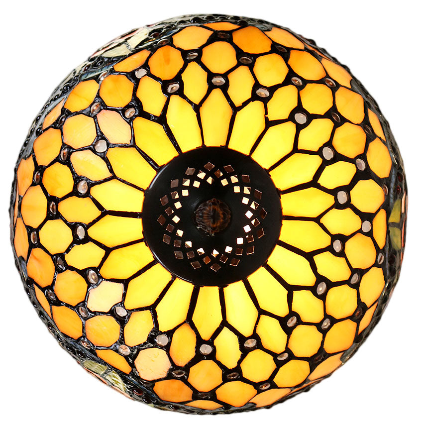 12"  Jeweled Rose Style Stained Glass Tiffany Pendant Light 12"  Jeweled Rose Style Stained Glass Tiffany Pendant Light