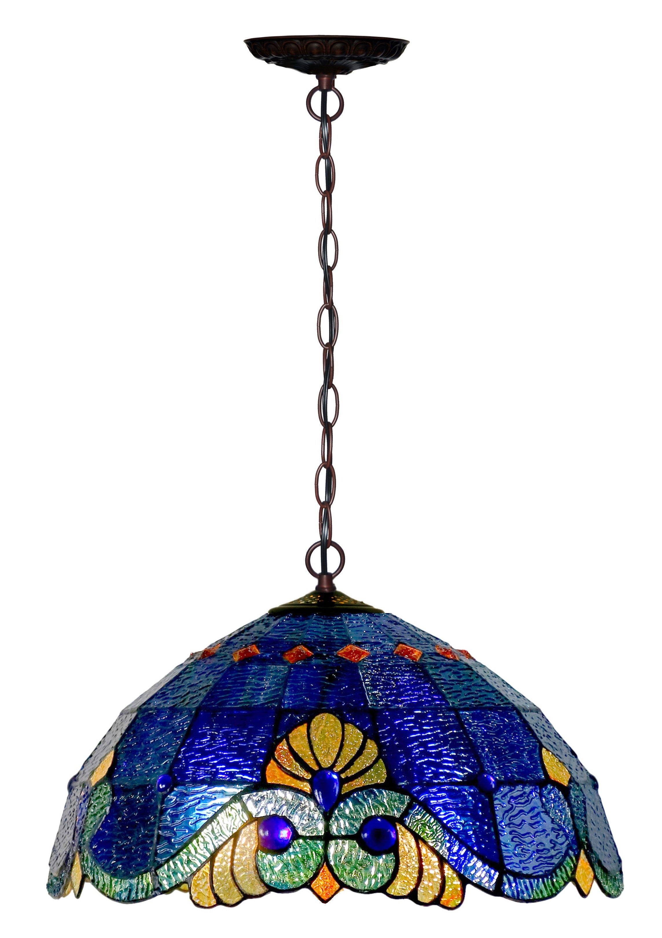Flowing Color@16" Victorian Style Blue Tiffany Pendant Light Flowing Color@16" Victorian Style Blue Tiffany Pendant Light