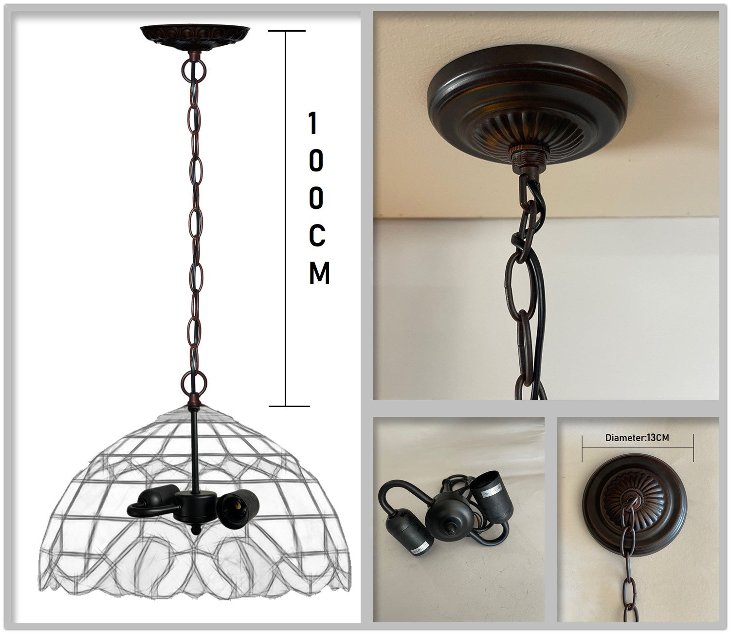 16" Amor Green Brown Tiffany Pendant Light 16" Amor Green Brown Tiffany Pendant Light