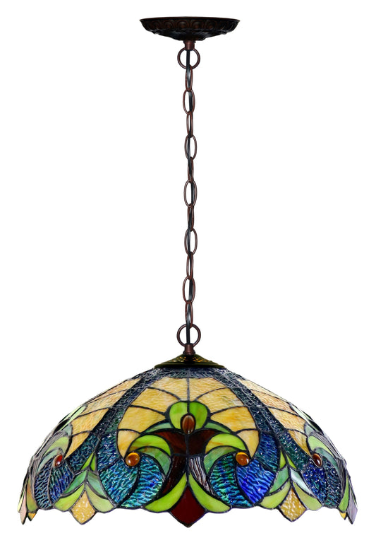 16" Amor Blue Green Tiffany Pendant Light