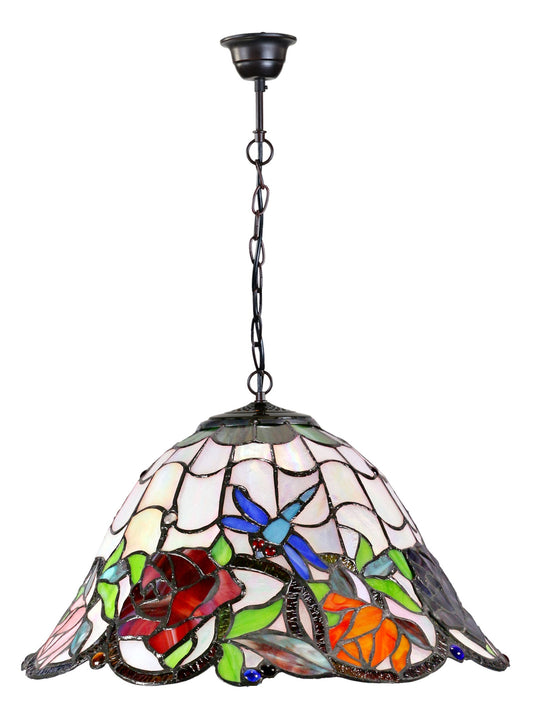 16" Dragonfly Rose Style Tiffany  Pendant Light