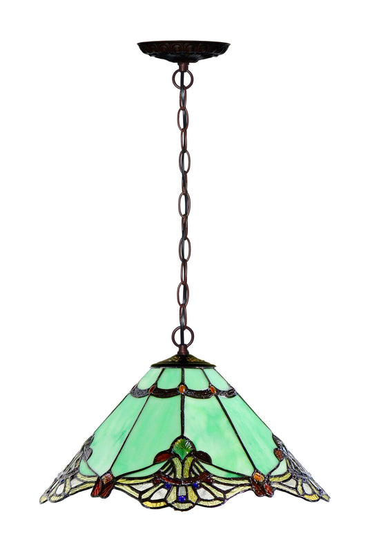 14" Green Jewel Carousel  Tiffany Stained Glass Shade Downlight Tiffany Pendant Lights