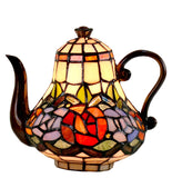 Red Rose Teapot Leadlight Tiffany Table Lamp