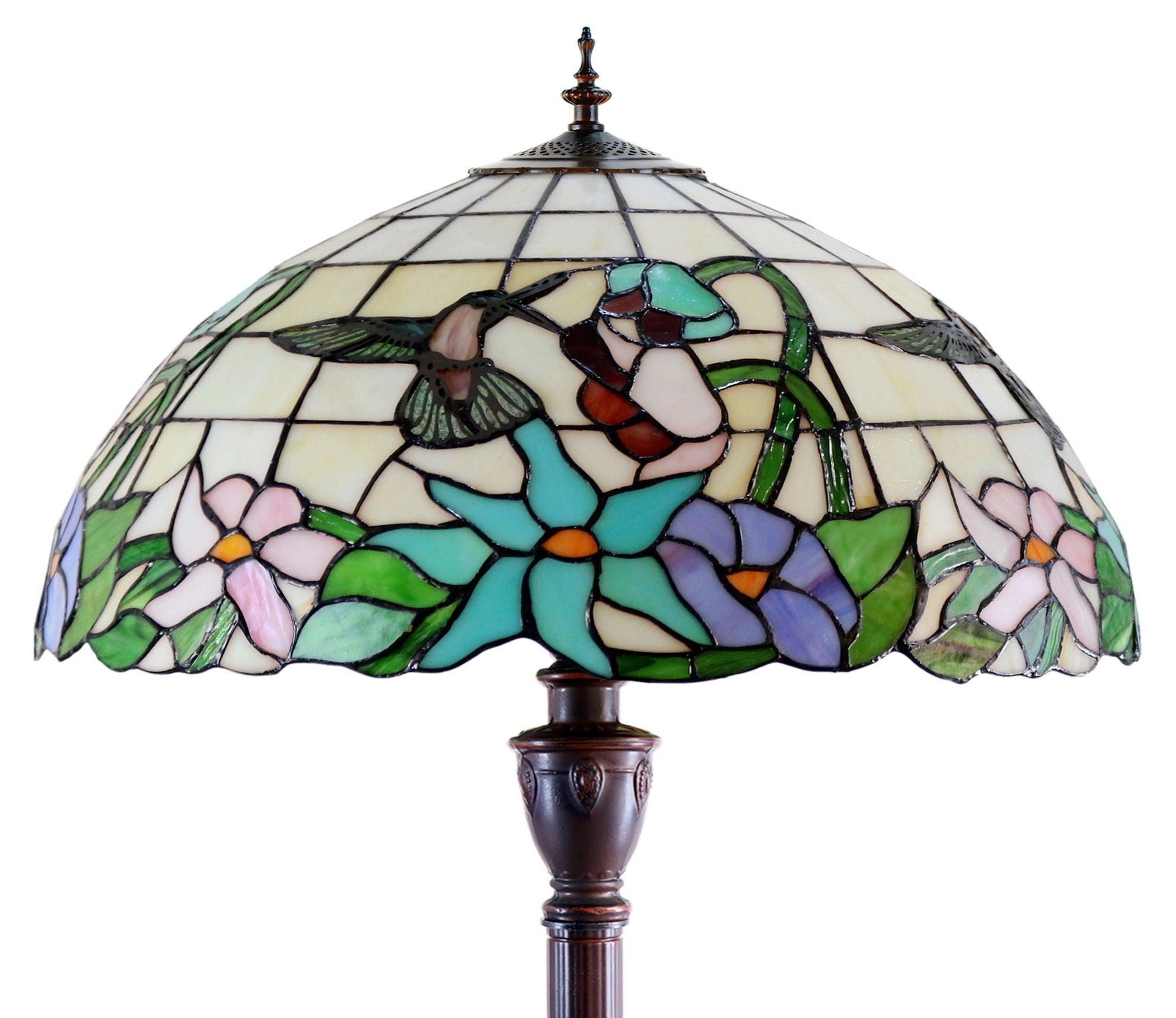 Gorgeous Huge 20” Hummingbird Flower Tiffany Floor Lamp Gorgeous Huge 20” Hummingbird Flower Tiffany Floor Lamp