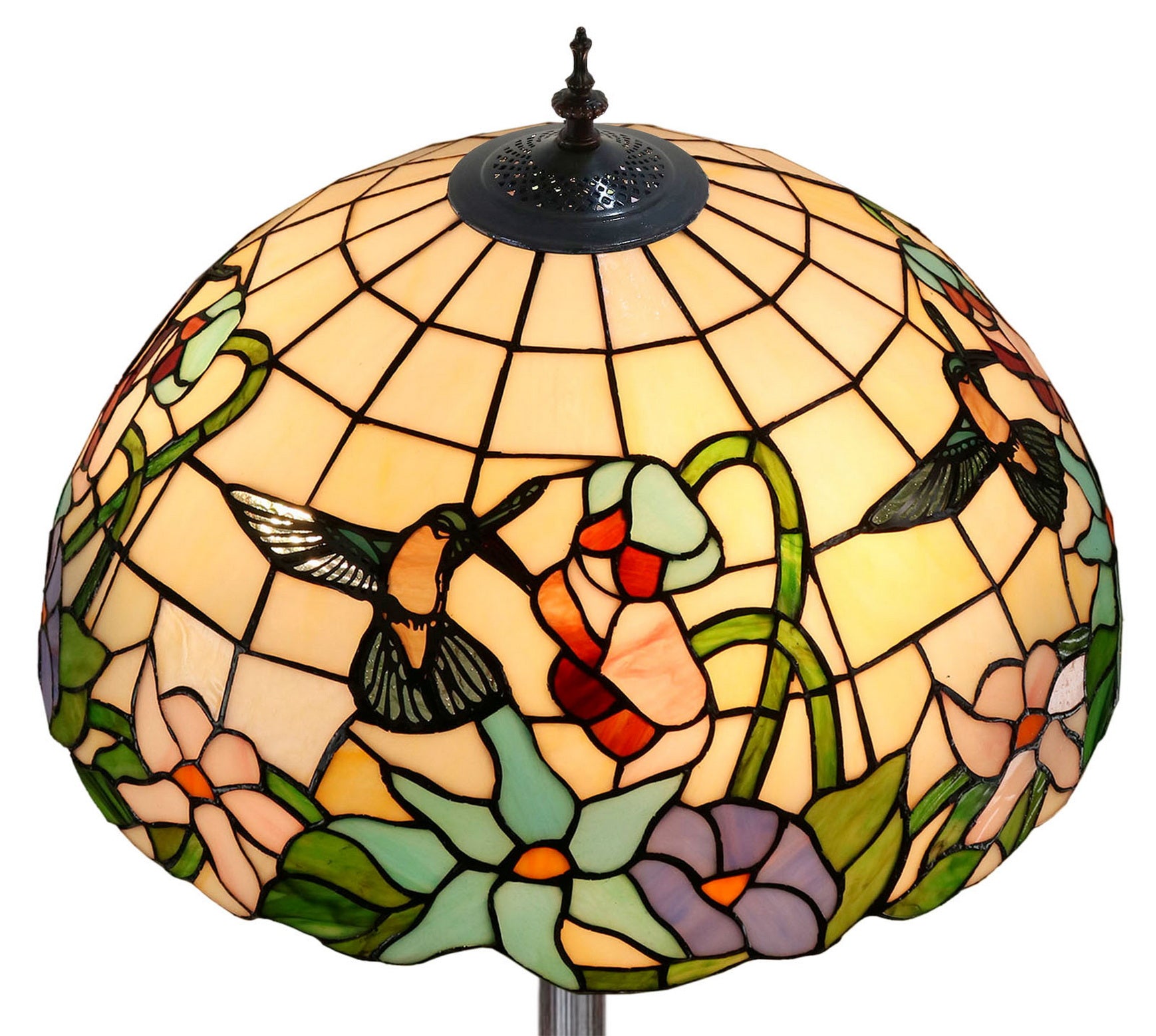 Gorgeous Huge 20” Hummingbird Flower Tiffany Floor Lamp Gorgeous Huge 20” Hummingbird Flower Tiffany Floor Lamp