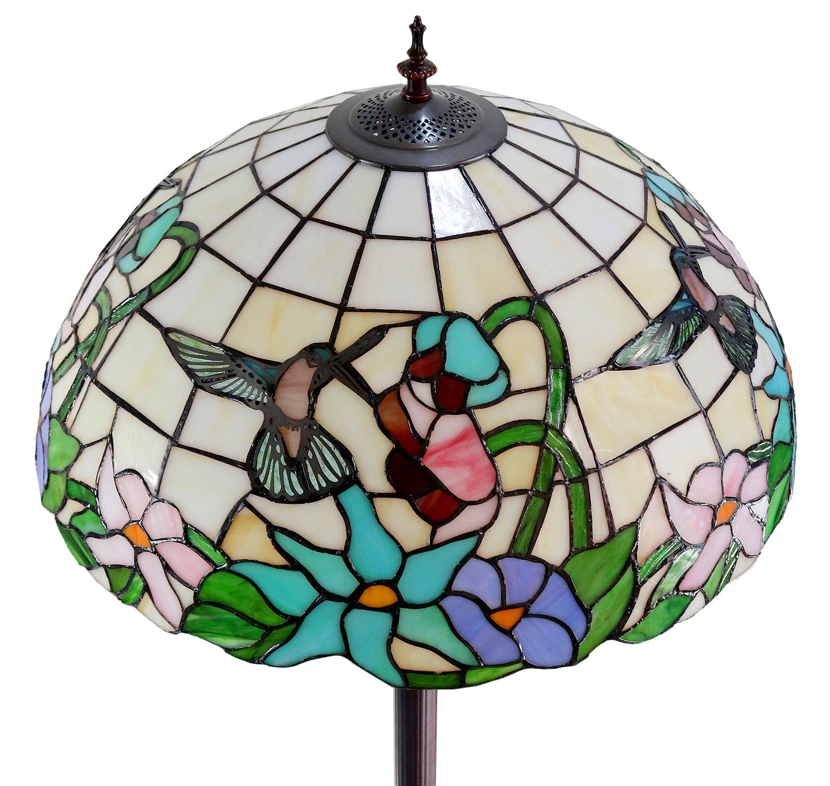 Gorgeous Huge 20” Hummingbird Flower Tiffany Floor Lamp Gorgeous Huge 20” Hummingbird Flower Tiffany Floor Lamp