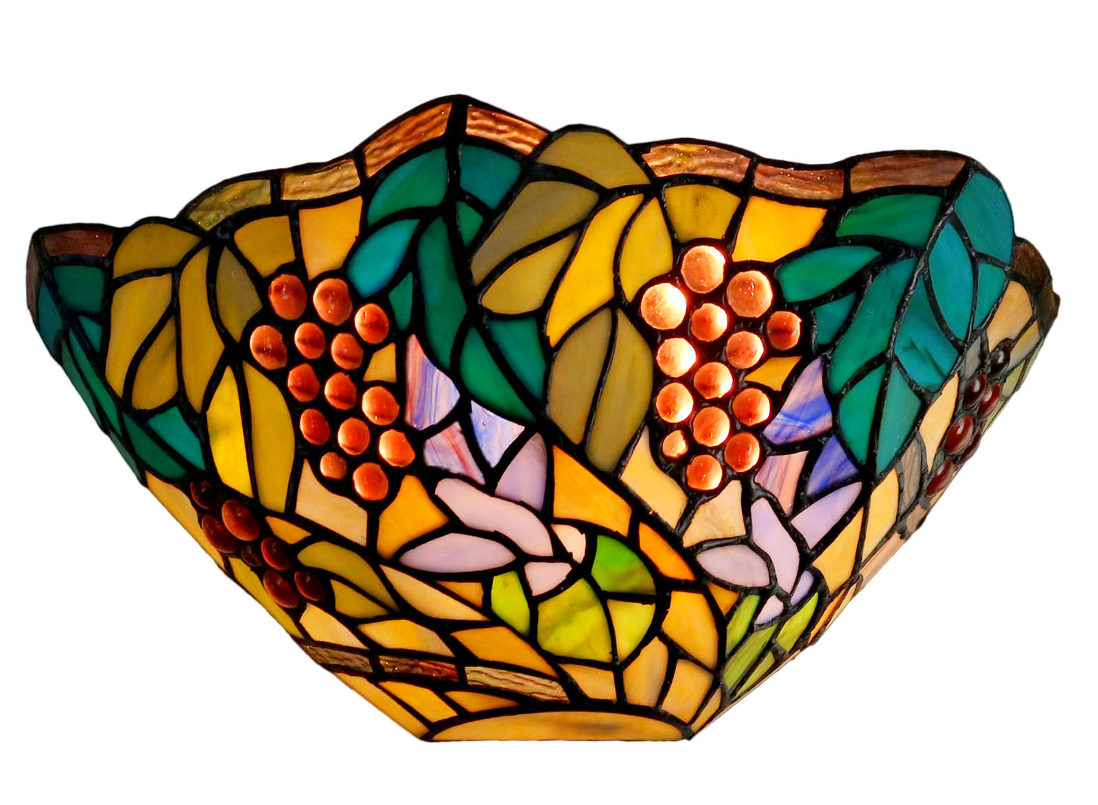 Grape Tiffany Style Stained Glass Wall Sconce Grape Tiffany Style Stained Glass Wall Sconce