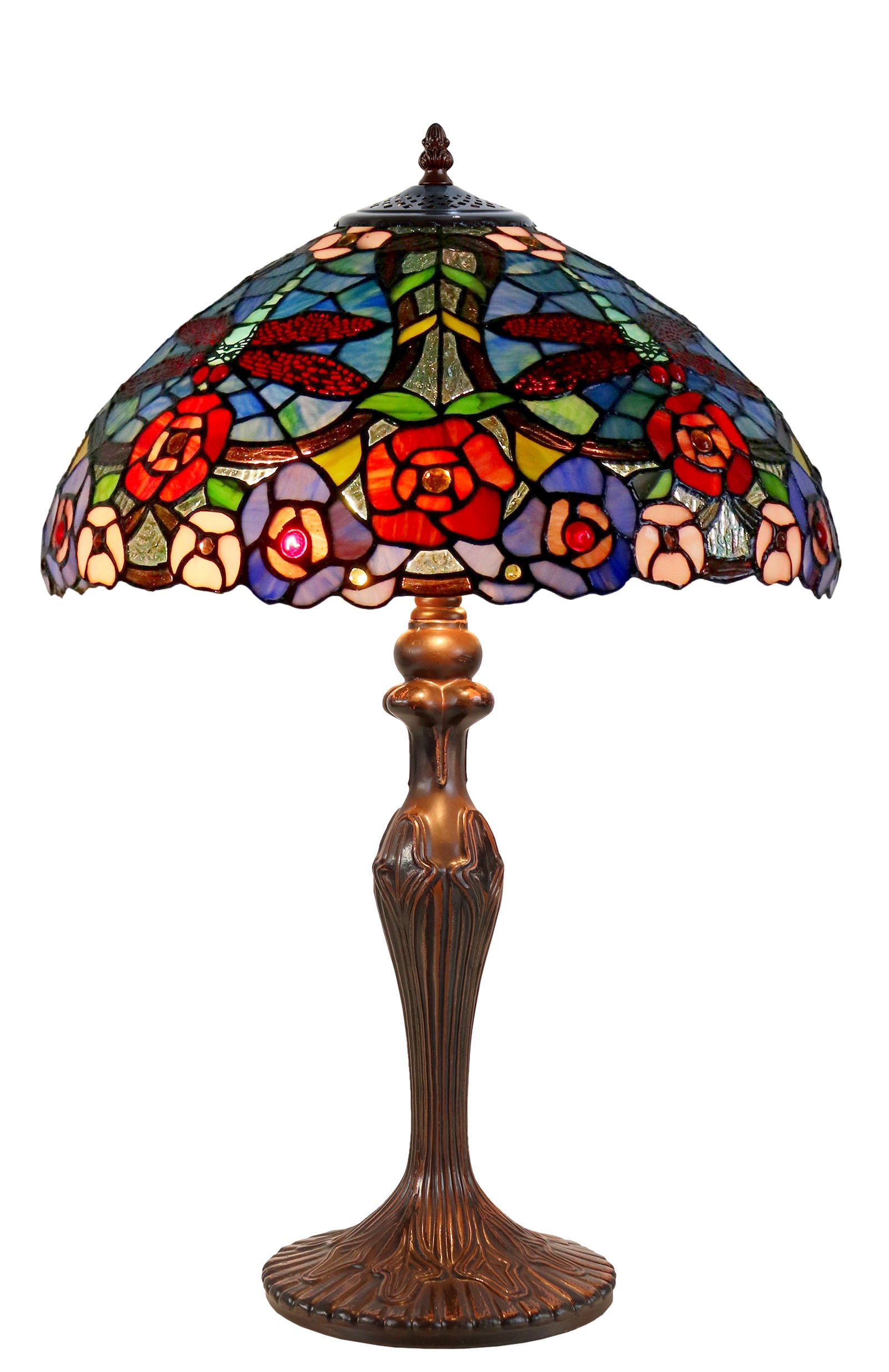 16" Traditional Dragonfly Floral Tiffany Table Lamp 16" Traditional Dragonfly Floral Tiffany Table Lamp