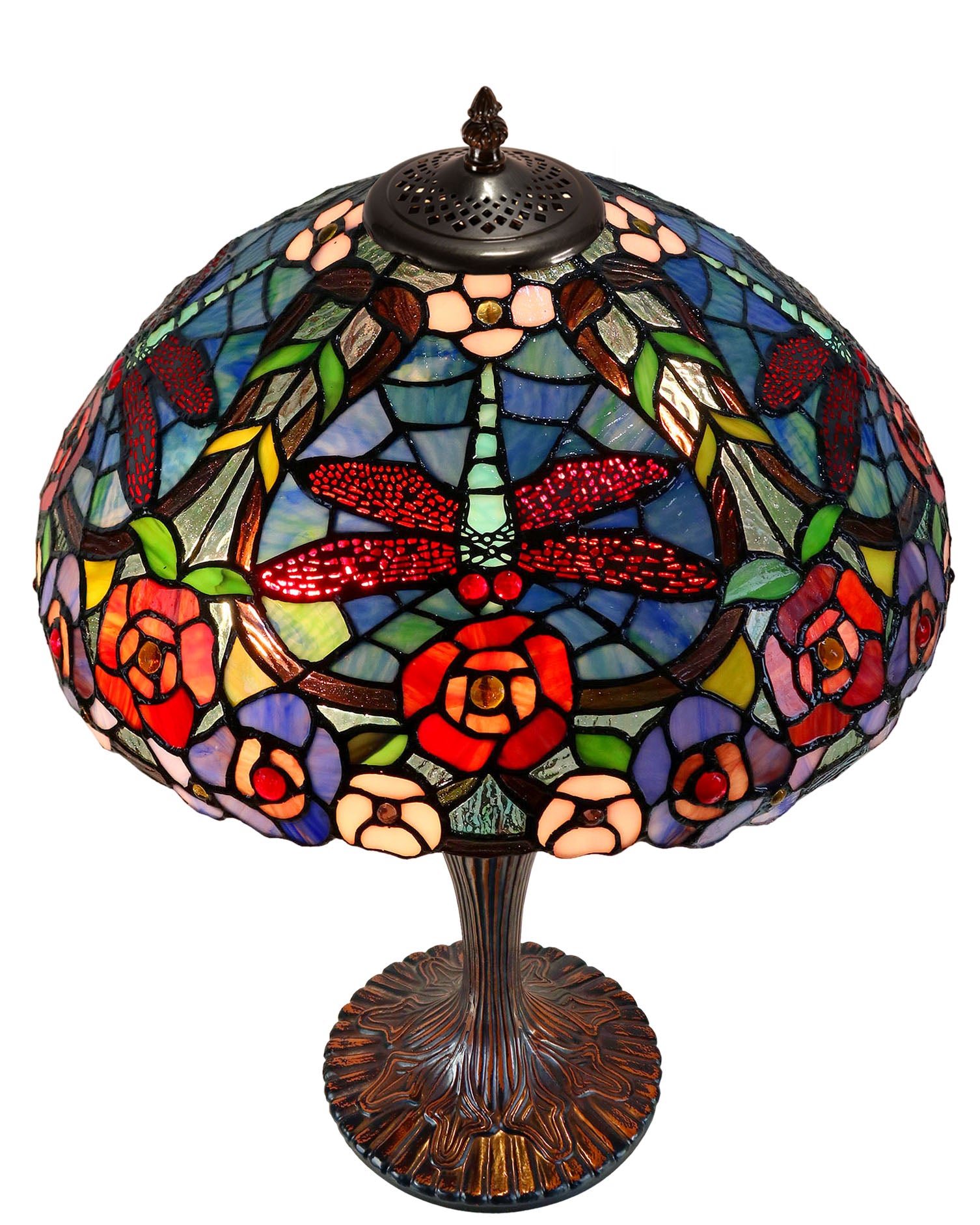 16" Traditional Dragonfly Floral Tiffany Table Lamp 16" Traditional Dragonfly Floral Tiffany Table Lamp