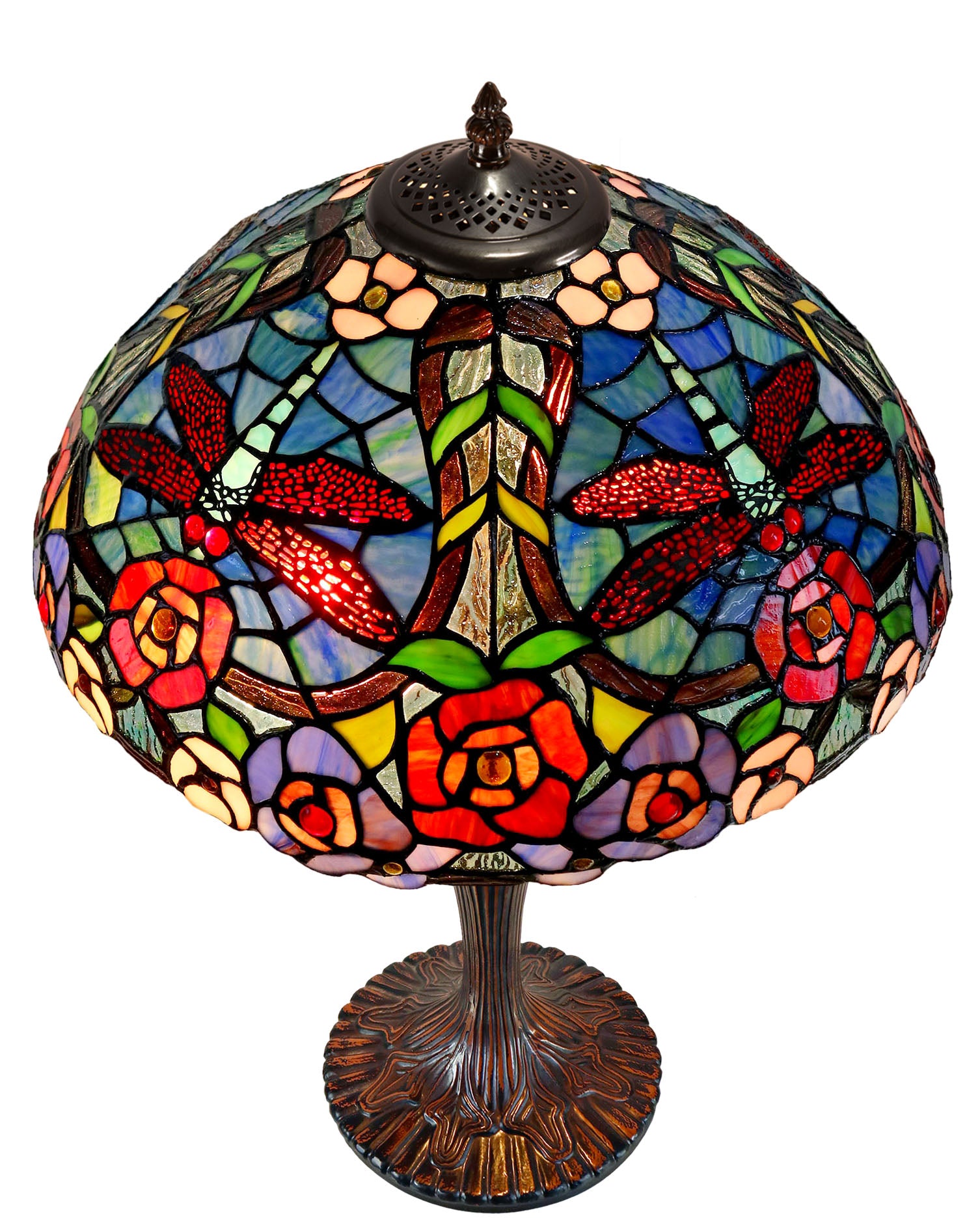 16" Traditional Dragonfly Floral Tiffany Table Lamp 16" Traditional Dragonfly Floral Tiffany Table Lamp