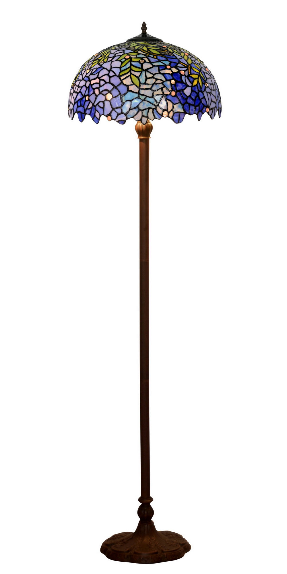 Large 16" Blue Wisteria Style Stained Glass Tiffany Floor Lamp Large 16" Blue Wisteria Style Stained Glass Tiffany Floor Lamp