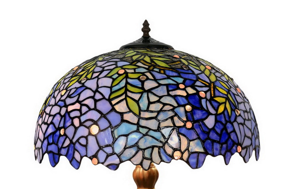 Large 16" Blue Wisteria Style Stained Glass Tiffany Floor Lamp Large 16" Blue Wisteria Style Stained Glass Tiffany Floor Lamp