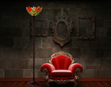 14"  Red Rose Flower Style Tiffany Floor Torchiere Lamp 14"  Red Rose Flower Style Tiffany Floor Torchiere Lamp