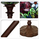 14"  Red Rose Flower Style Tiffany Floor Torchiere Lamp 14"  Red Rose Flower Style Tiffany Floor Torchiere Lamp